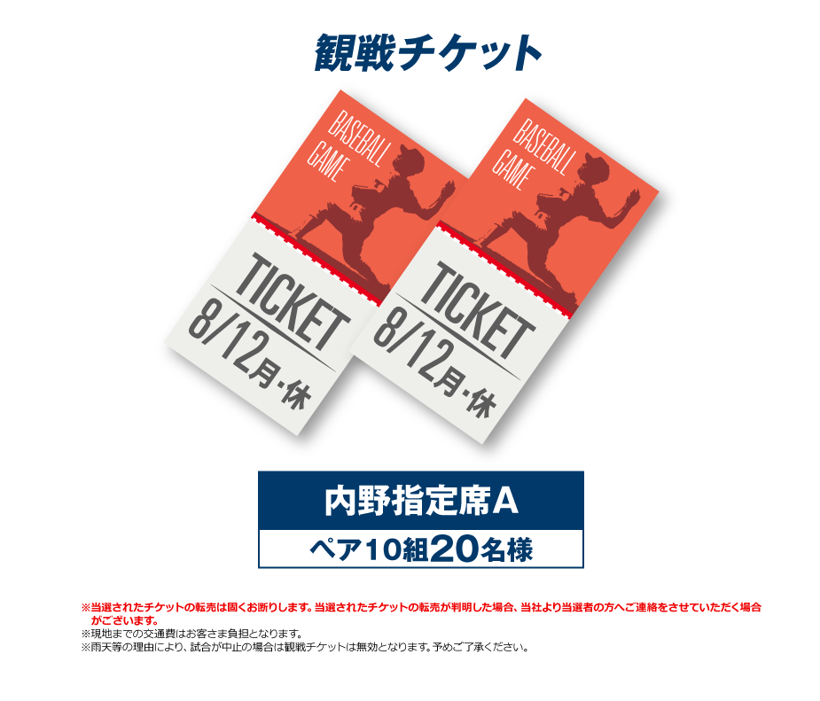 10組20名様　観戦チケットコース　観戦チケット